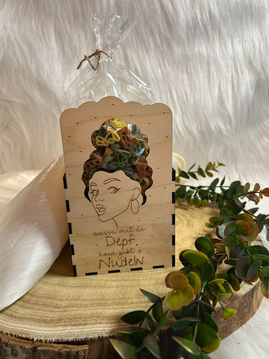 Nudel Geschenkbox aus Holz – Lustige Geschenkidee mit Pasta | Einzelbox & 2er Set