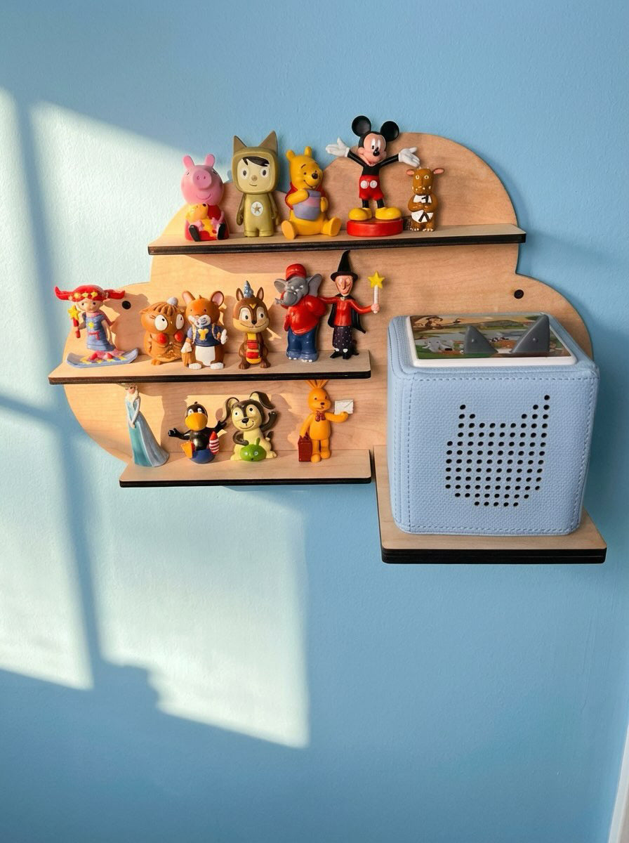 Wolkenregal aus Holz für Kinderzimmer – Spielzeug- & Figurenregal | 45 × 28 cm