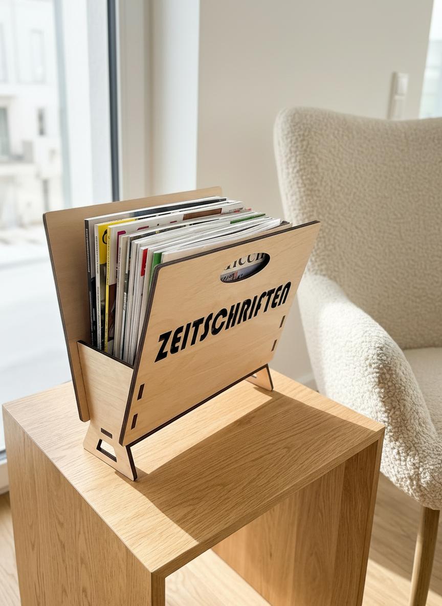 Zeitschriftenhalter aus Holz – Moderner Magazinhalter 35x30x20 cm | Zeitungsständer für Wohnzimmer & Büro