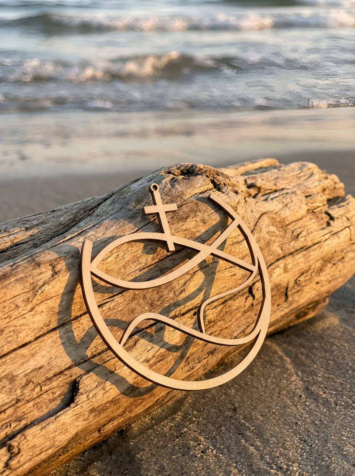 Christliches Holzsymbol personalisiert – Kommunion · Konfirmation · Firmung – Aufsteller, Hänger oder Tortenstecker