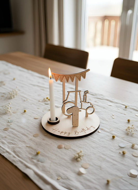 Geburtstags-Kerzenhalter aus Holz mit Zahlen 0–9 | Geburtstagstisch Deko | Torten- & Tischdeko personalisierbar