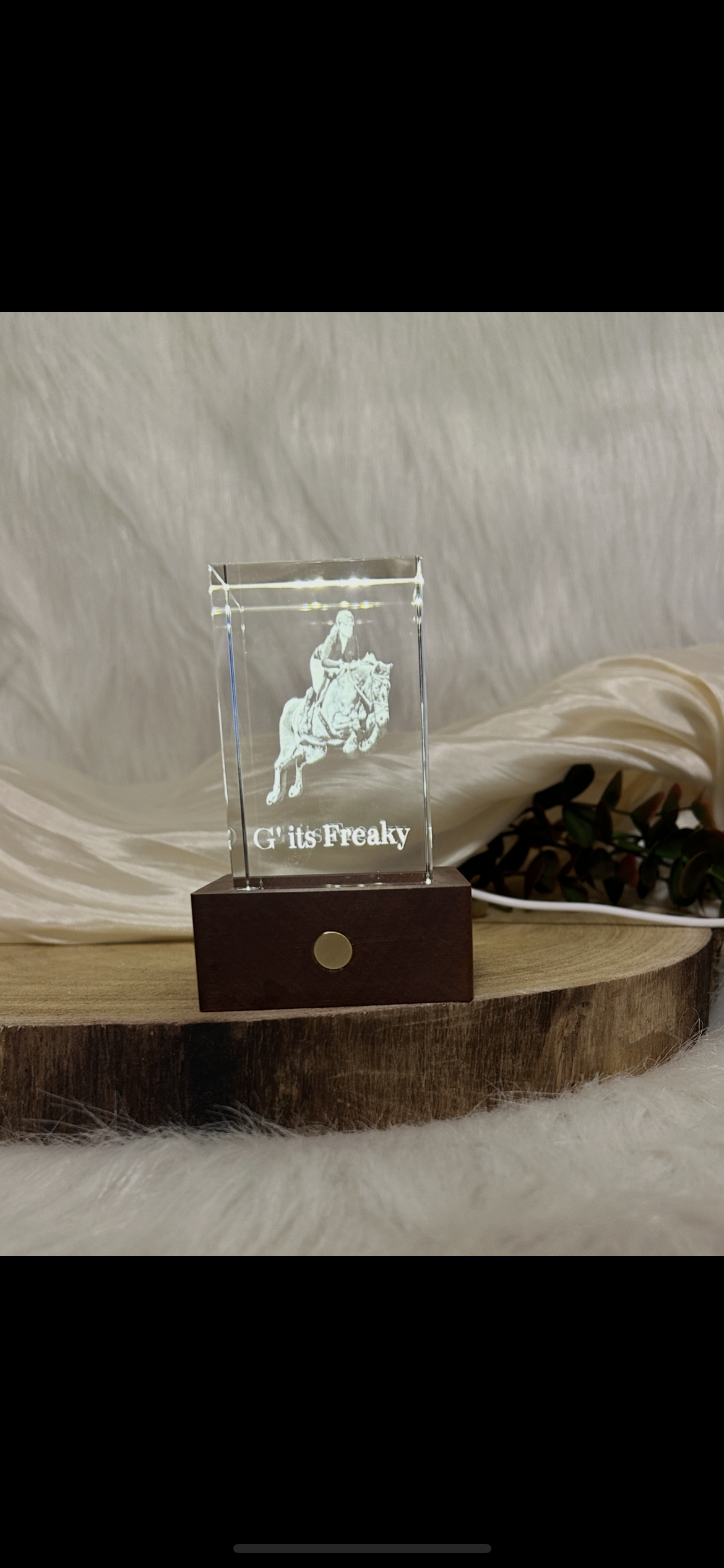 3D Foto im Kristallglas mit LED Sockel – Personalisiertes Foto Geschenk mit Innengravur