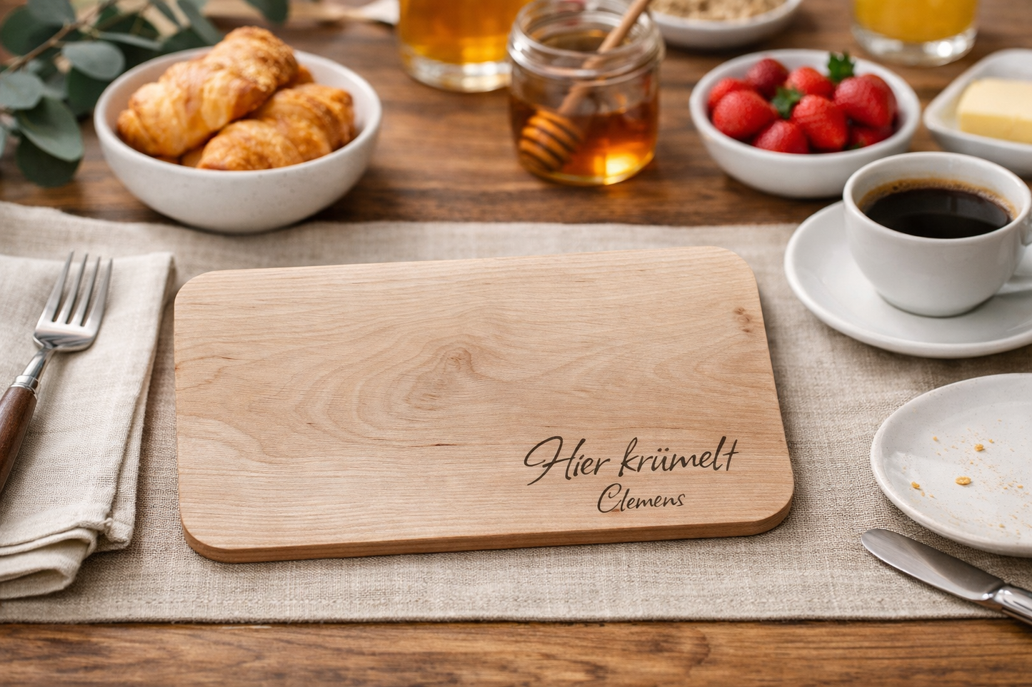 Personalisiertes Schneidbrett aus Erle mit Gravur | Frühstücksbrett mit Wunschtext | Holz Schneidebrett personalisiert | Geschenkidee