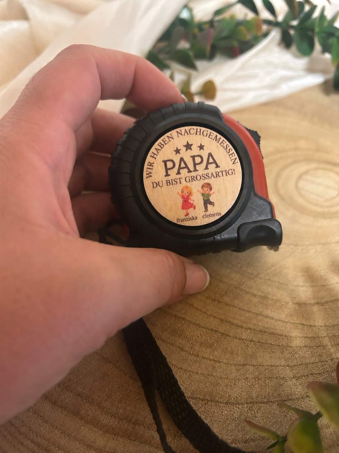 Personalisierter Rollmeter für Papa | Mit Kindernamen & Wunschgravur