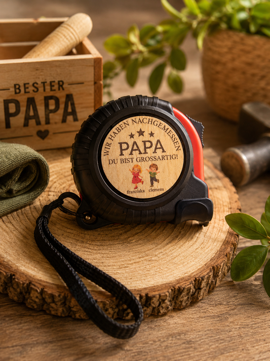 Personalisierter Rollmeter für Papa | Mit Kindernamen & Wunschgravur