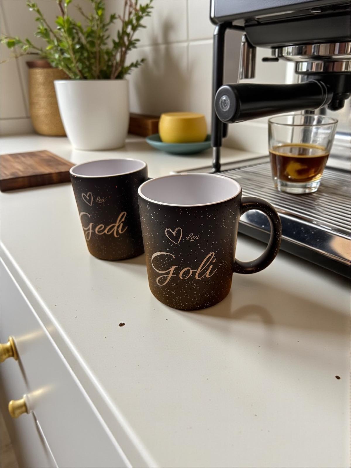 Magische Farbwechsel-Tasse mit Wunschgravur – Personalisierte Glitzertasse | Handwäsche