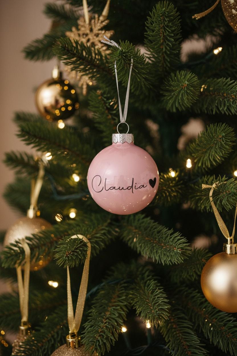 Personalisierte Weihnachtskugel mit Namen – Christbaumkugel Ø 6 cm – Weihnachtsbaumschmuck personalisiert