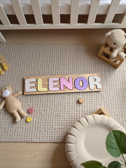 Personalisierter Holz-Namenszug für Kinderzimmer – 40×10 cm – Dekoration mit Namen