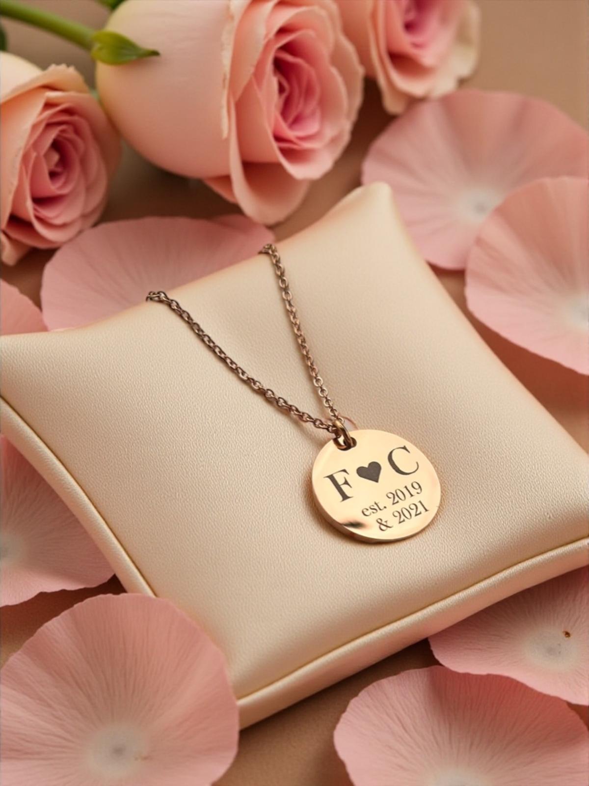 Personalisierter Kettenanhänger Ø 2 cm – Gravur mit Text oder Bild | Gold, Silber & Roségold