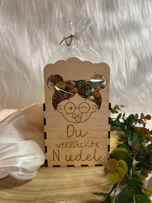 Nudel Geschenkbox aus Holz – Lustige Geschenkidee mit Pasta | Einzelbox & 2er Set