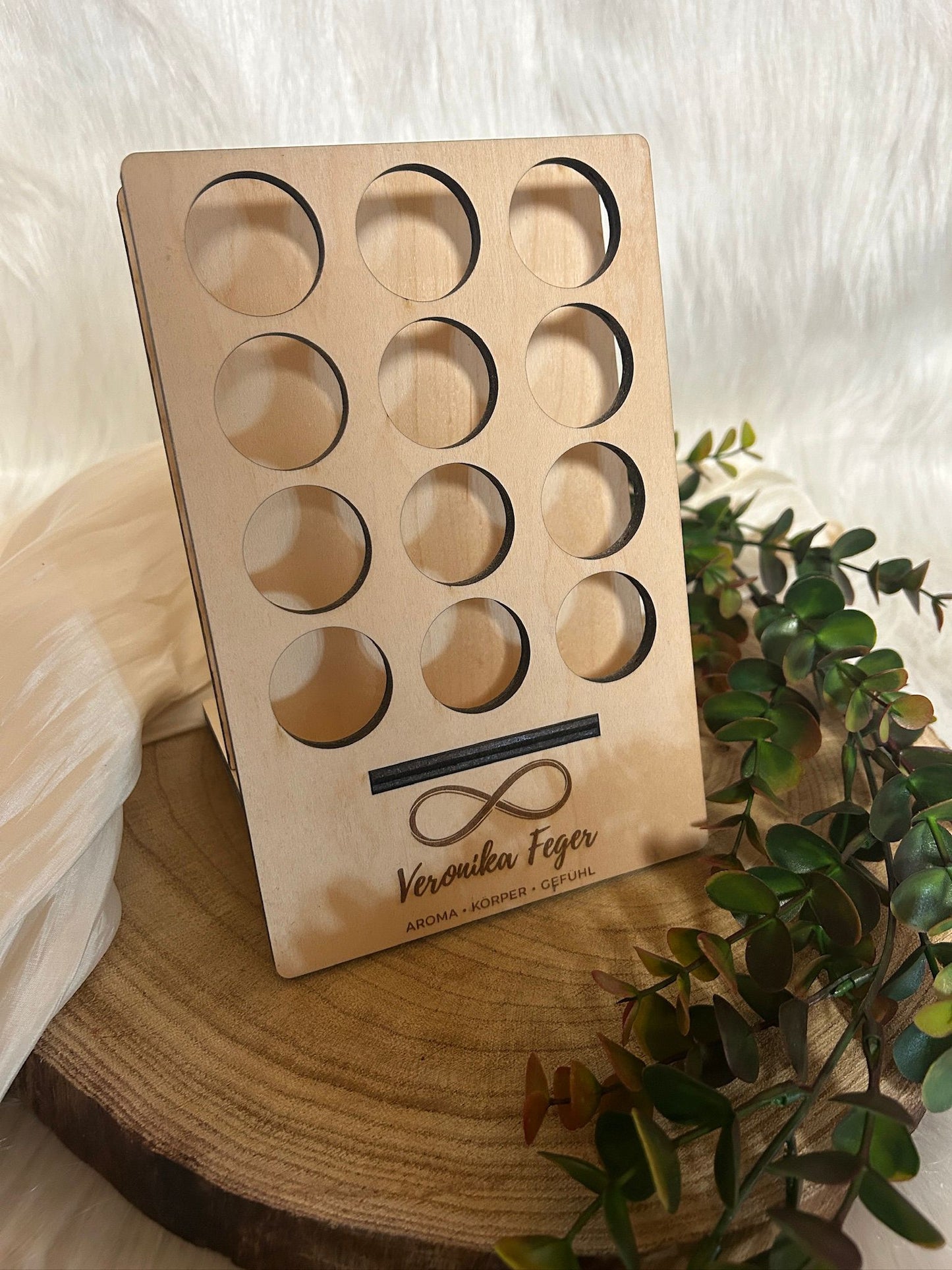 Personalisierter Öl-Aufsteller aus hochwertigem Holz